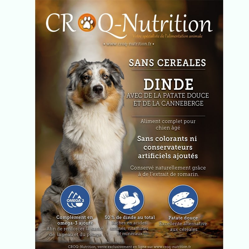 Croquettes sans céréales chien senior DINDE sac de 12kg